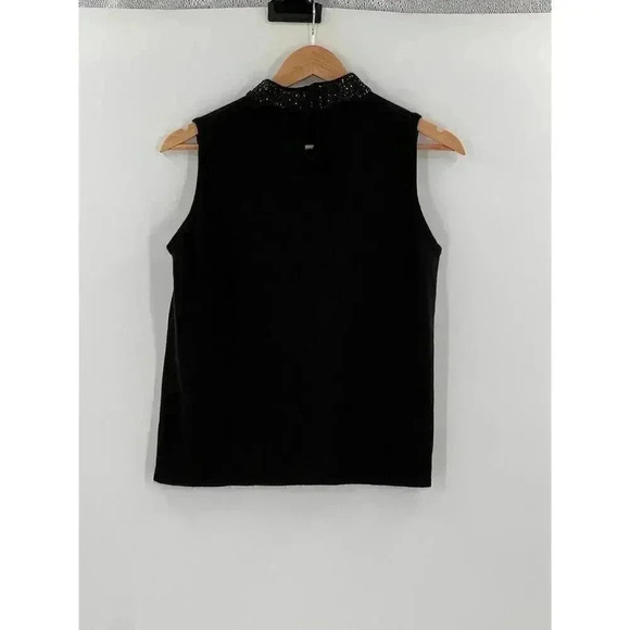 VINTAGE Designers Originals Sequin Black Turtleneck Sleeveless Sweater SMALL - Picture 5 of 9